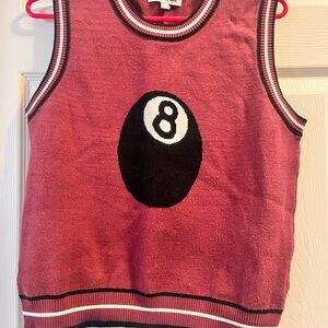Vigoss Pink Sleeveless Sweater with Black 8-Ball Design